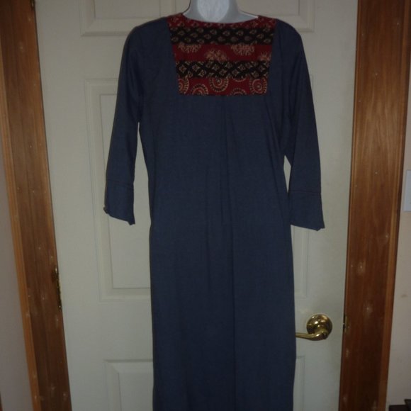 BOHO Dress - Clotho Studio Ethical Made Dress Natural Cotton Indigo dye - Picture 5 of 5
